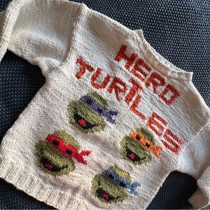 Kids Hero Turtles Sweater - Cream with Multicolor Accents
